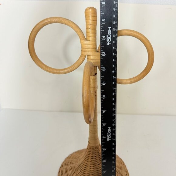 Rattan Finger Tip Towel Holder Retro Stand Triple Ring VTG Boho Bathroom Decor - Picture 9 of 11